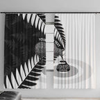 New Zealand Silver Fern Curling Personalised Window Curtain Aotearoa Kiwi Ponga Black White Version - Aussie Hoodie