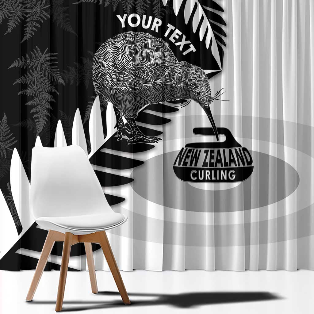New Zealand Silver Fern Curling Personalised Window Curtain Aotearoa Kiwi Ponga Black White Version - Aussie Hoodie