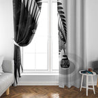 New Zealand Silver Fern Curling Personalised Window Curtain Aotearoa Kiwi Ponga Black White Version - Aussie Hoodie