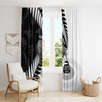 New Zealand Silver Fern Curling Personalised Window Curtain Aotearoa Kiwi Ponga Black White Version - Aussie Hoodie