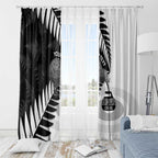 New Zealand Silver Fern Curling Personalised Window Curtain Aotearoa Kiwi Ponga Black White Version - Aussie Hoodie