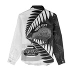 New Zealand Silver Fern Curling Personalised Women Casual Shirt Aotearoa Kiwi Ponga Black White Version - Aussie Hoodie