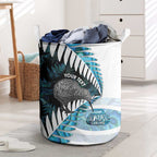 New Zealand Silver Fern Curling Personalised Laundry Basket Aotearoa Kiwi Ponga Paua Shell Version - Aussie Hoodie