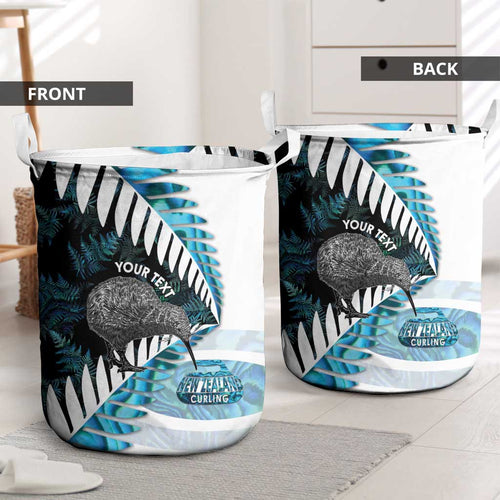 New Zealand Silver Fern Curling Personalised Laundry Basket Aotearoa Kiwi Ponga Paua Shell Version - Aussie Hoodie