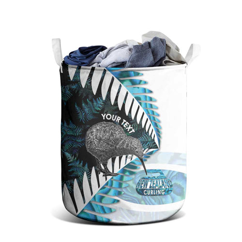 New Zealand Silver Fern Curling Personalised Laundry Basket Aotearoa Kiwi Ponga Paua Shell Version - Aussie Hoodie