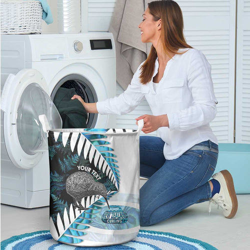 New Zealand Silver Fern Curling Personalised Laundry Basket Aotearoa Kiwi Ponga Paua Shell Version - Aussie Hoodie