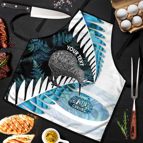 New Zealand Silver Fern Curling Personalised Apron Aotearoa Kiwi Ponga Paua Shell Version - Aussie Hoodie