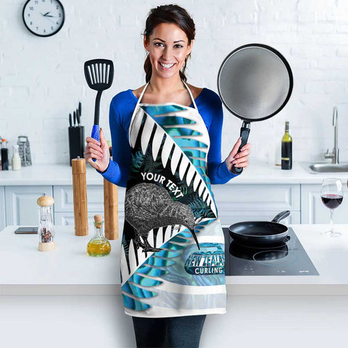 New Zealand Silver Fern Curling Personalised Apron Aotearoa Kiwi Ponga Paua Shell Version - Aussie Hoodie
