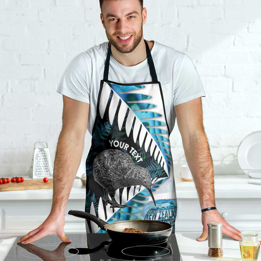 New Zealand Silver Fern Curling Personalised Apron Aotearoa Kiwi Ponga Paua Shell Version - Aussie Hoodie