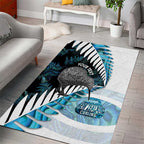 New Zealand Silver Fern Curling Personalised Area Rug Aotearoa Kiwi Ponga Paua Shell Version - Aussie Hoodie