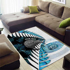 New Zealand Silver Fern Curling Personalised Area Rug Aotearoa Kiwi Ponga Paua Shell Version - Aussie Hoodie