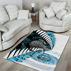 New Zealand Silver Fern Curling Personalised Area Rug Aotearoa Kiwi Ponga Paua Shell Version - Aussie Hoodie