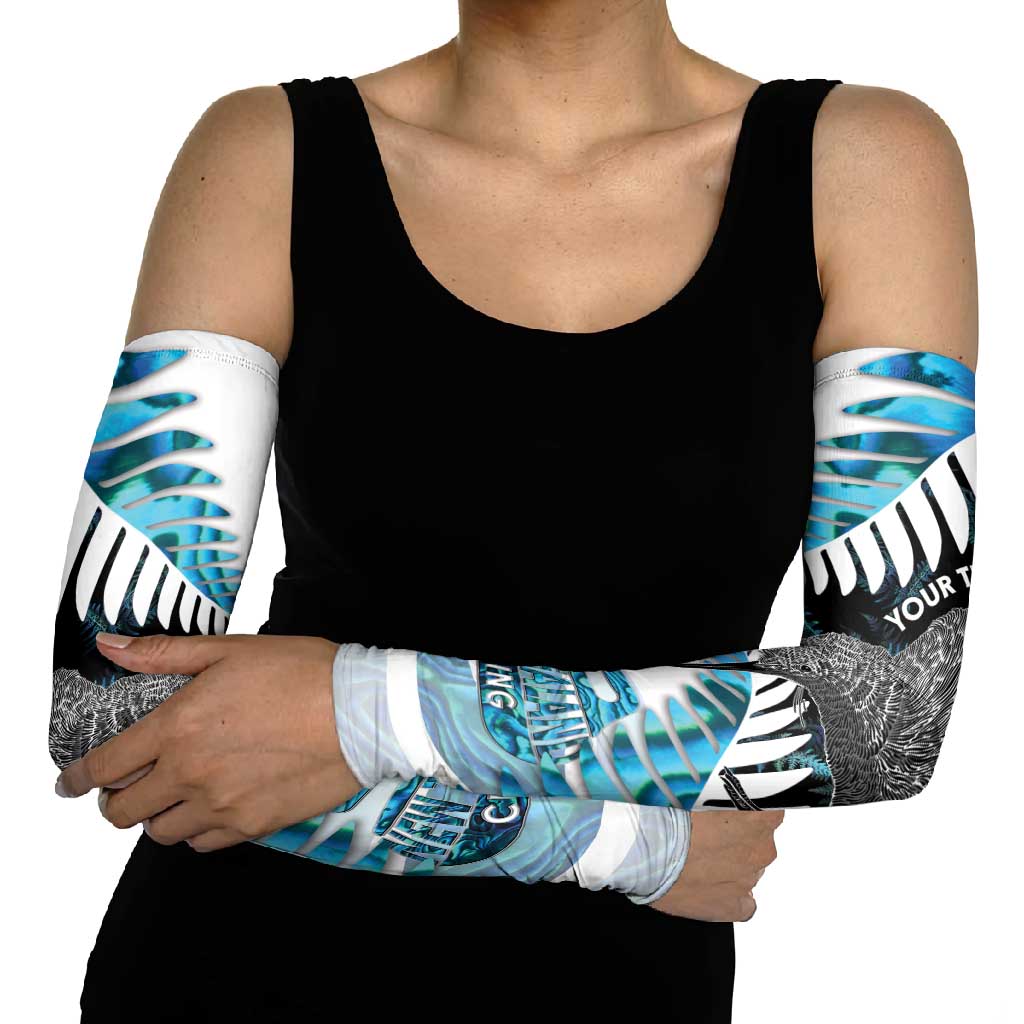 New Zealand Silver Fern Curling Personalised Arm Sleeves Aotearoa Kiwi Ponga Paua Shell Version - Aussie Hoodie