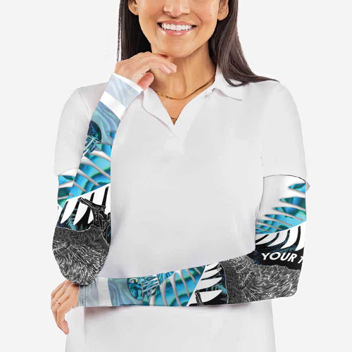 New Zealand Silver Fern Curling Personalised Arm Sleeves Aotearoa Kiwi Ponga Paua Shell Version - Aussie Hoodie