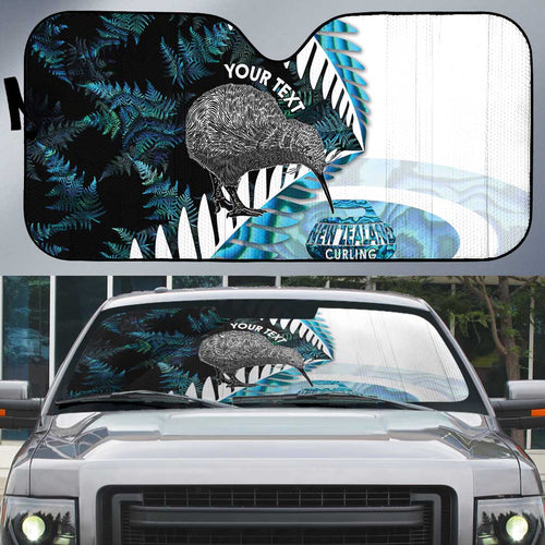 New Zealand Silver Fern Curling Personalised Auto Sun Shade Aotearoa Kiwi Ponga Paua Shell Version - Aussie Hoodie