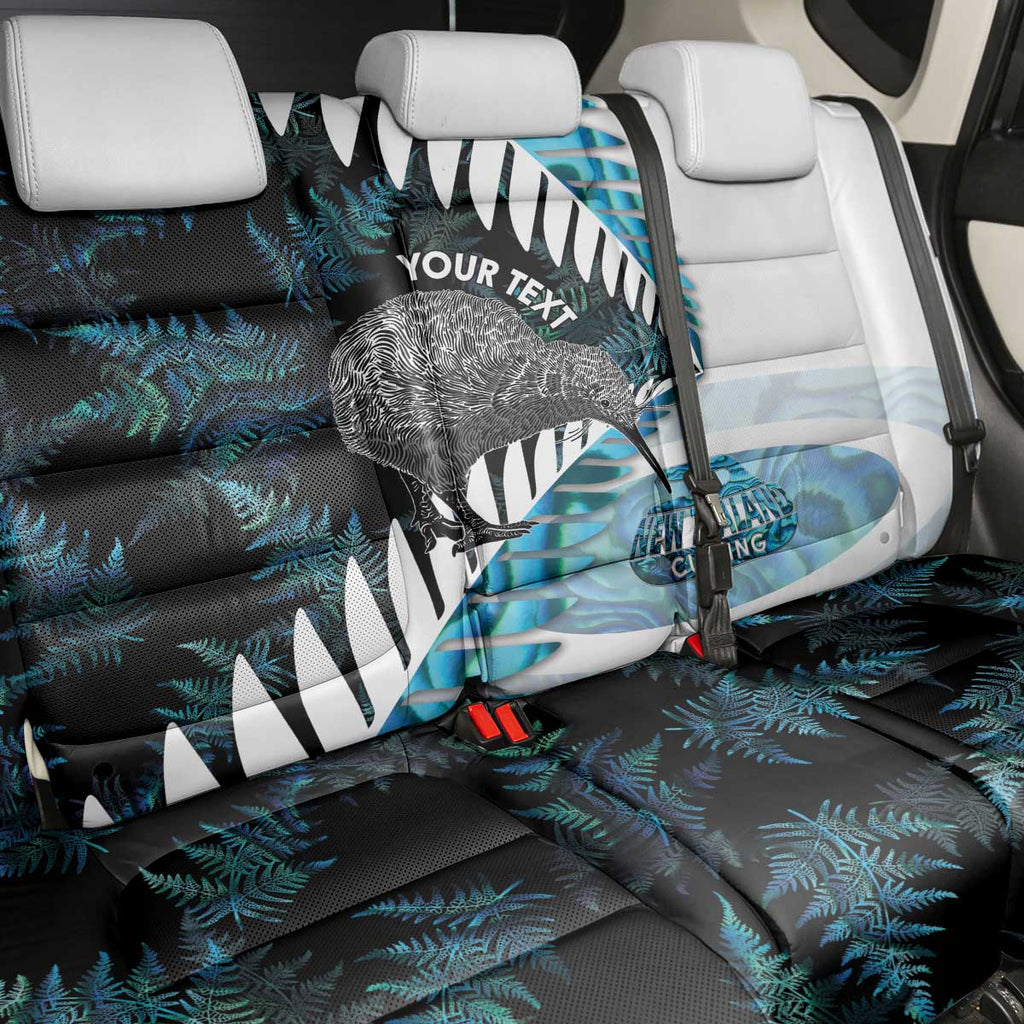 New Zealand Silver Fern Curling Personalised Back Car Seat Cover Aotearoa Kiwi Ponga Paua Shell Version - Aussie Hoodie