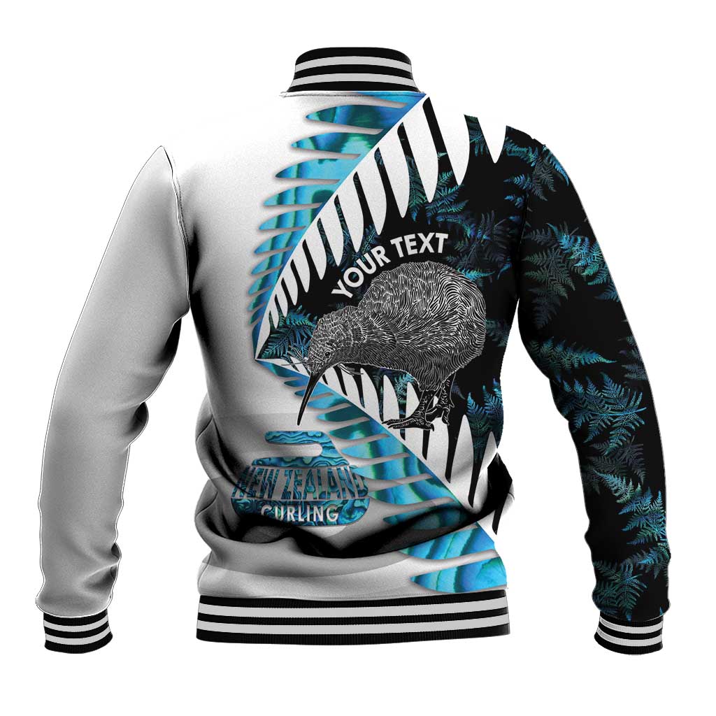 New Zealand Silver Fern Curling Personalised Baseball Jacket Aotearoa Kiwi Ponga Paua Shell Version - Aussie Hoodie