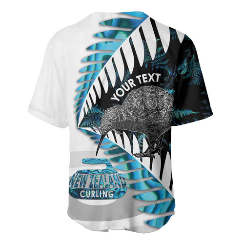 New Zealand Silver Fern Curling Personalised Baseball Jersey Aotearoa Kiwi Ponga Paua Shell Version - Aussie Hoodie