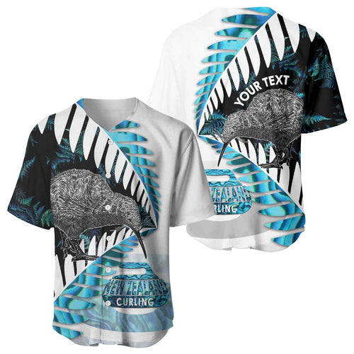 New Zealand Silver Fern Curling Personalised Baseball Jersey Aotearoa Kiwi Ponga Paua Shell Version - Aussie Hoodie