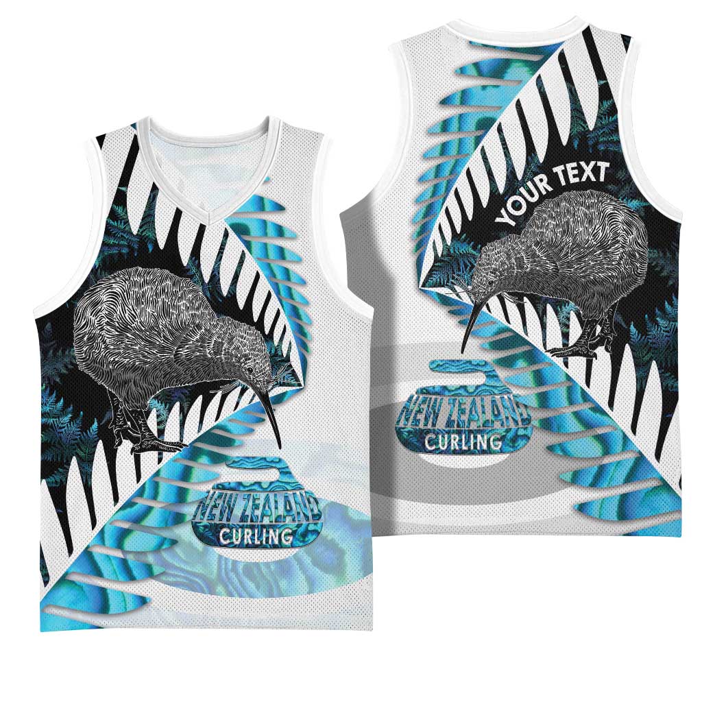 New Zealand Silver Fern Curling Personalised Basketball Jersey Aotearoa Kiwi Ponga Paua Shell Version - Aussie Hoodie