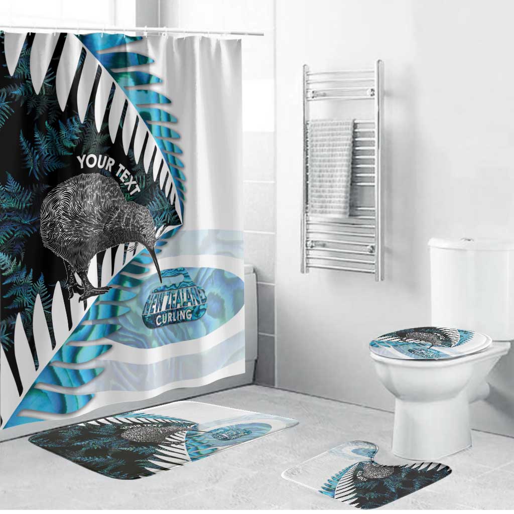 New Zealand Silver Fern Curling Personalised Bathroom Set Aotearoa Kiwi Ponga Paua Shell Version - Aussie Hoodie