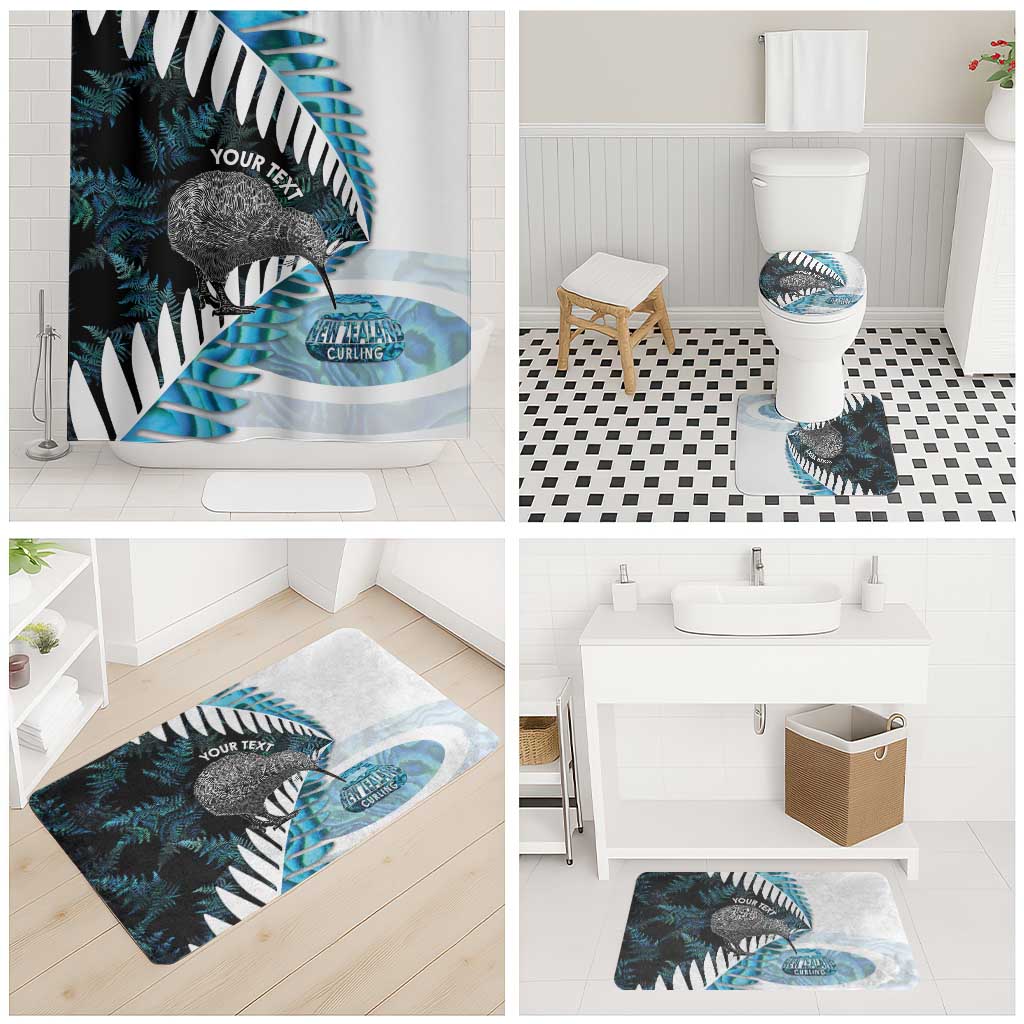 New Zealand Silver Fern Curling Personalised Bathroom Set Aotearoa Kiwi Ponga Paua Shell Version - Aussie Hoodie