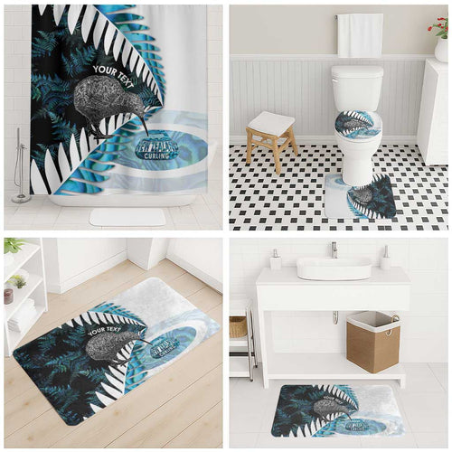 New Zealand Silver Fern Curling Personalised Bathroom Set Aotearoa Kiwi Ponga Paua Shell Version - Aussie Hoodie