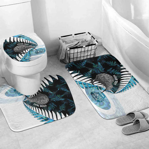 New Zealand Silver Fern Curling Personalised Bathroom Set Aotearoa Kiwi Ponga Paua Shell Version - Aussie Hoodie