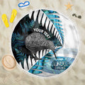 New Zealand Silver Fern Curling Personalised Beach Blanket Aotearoa Kiwi Ponga Paua Shell Version - Aussie Hoodie