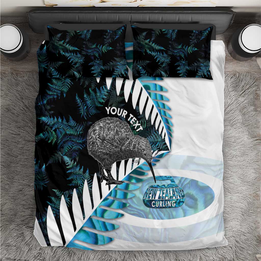 New Zealand Silver Fern Curling Personalised Bedding Set Aotearoa Kiwi Ponga Paua Shell Version - Aussie Hoodie