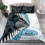 New Zealand Silver Fern Curling Personalised Bedding Set Aotearoa Kiwi Ponga Paua Shell Version - Aussie Hoodie