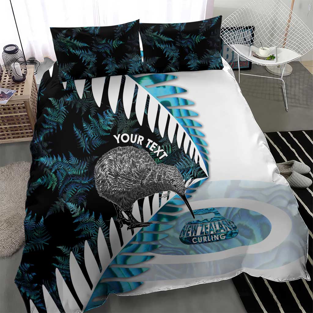 New Zealand Silver Fern Curling Personalised Bedding Set Aotearoa Kiwi Ponga Paua Shell Version - Aussie Hoodie