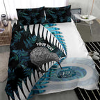 New Zealand Silver Fern Curling Personalised Bedding Set Aotearoa Kiwi Ponga Paua Shell Version - Aussie Hoodie