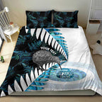 New Zealand Silver Fern Curling Personalised Bedding Set Aotearoa Kiwi Ponga Paua Shell Version - Aussie Hoodie