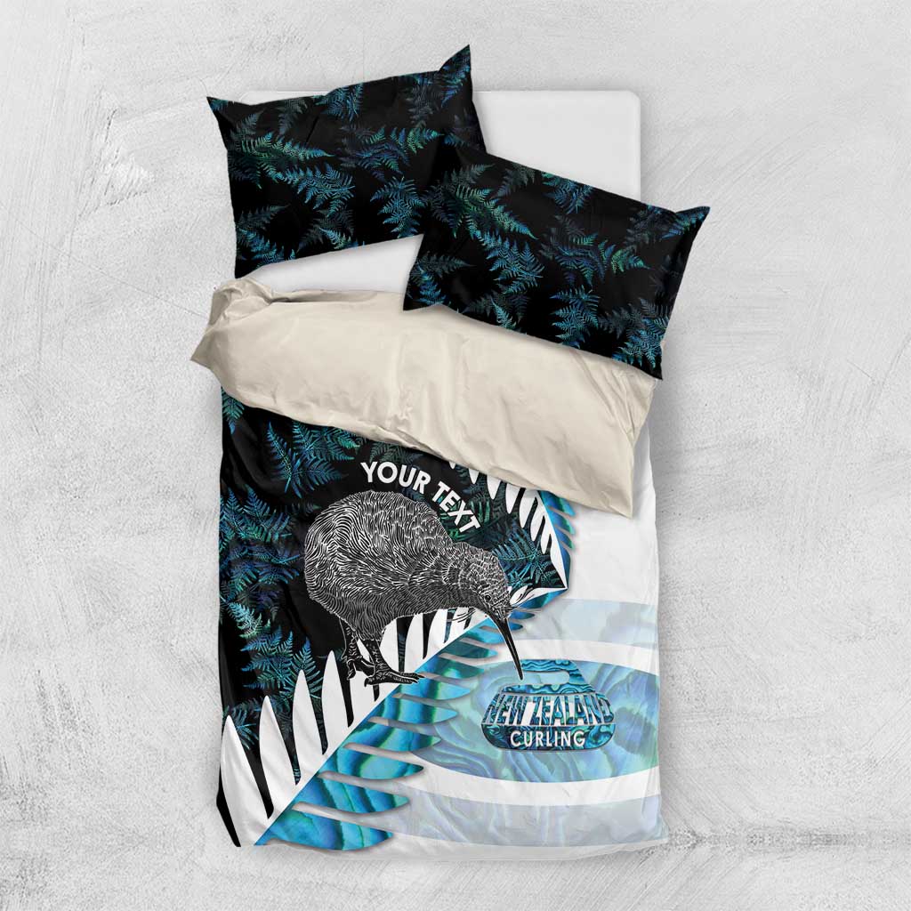 New Zealand Silver Fern Curling Personalised Bedding Set Aotearoa Kiwi Ponga Paua Shell Version - Aussie Hoodie