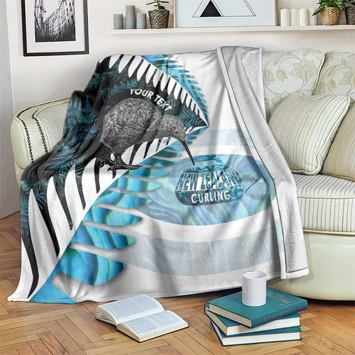 New Zealand Silver Fern Curling Personalised Blanket Aotearoa Kiwi Ponga Paua Shell Version - Aussie Hoodie