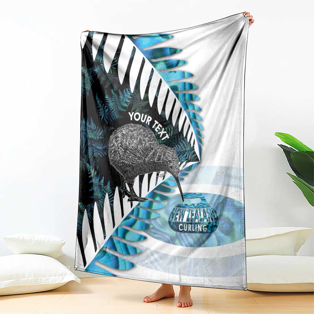 New Zealand Silver Fern Curling Personalised Blanket Aotearoa Kiwi Ponga Paua Shell Version - Aussie Hoodie