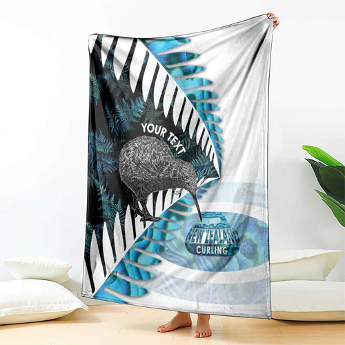 New Zealand Silver Fern Curling Personalised Blanket Aotearoa Kiwi Ponga Paua Shell Version - Aussie Hoodie
