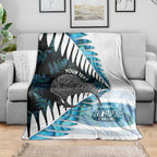 New Zealand Silver Fern Curling Personalised Blanket Aotearoa Kiwi Ponga Paua Shell Version - Aussie Hoodie