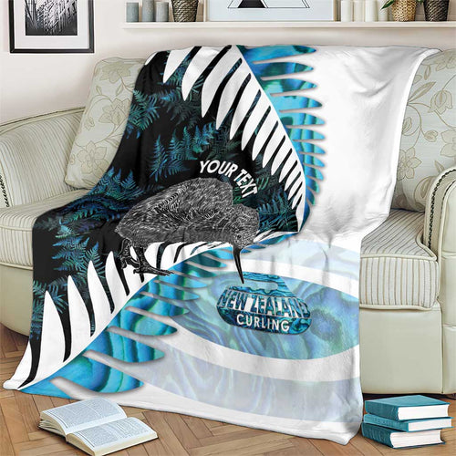 New Zealand Silver Fern Curling Personalised Blanket Aotearoa Kiwi Ponga Paua Shell Version - Aussie Hoodie