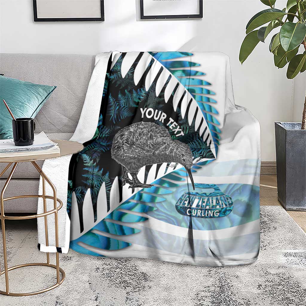 New Zealand Silver Fern Curling Personalised Blanket Aotearoa Kiwi Ponga Paua Shell Version - Aussie Hoodie