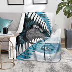 New Zealand Silver Fern Curling Personalised Blanket Aotearoa Kiwi Ponga Paua Shell Version - Aussie Hoodie