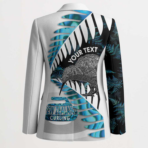 New Zealand Silver Fern Curling Personalised Blazer Aotearoa Kiwi Ponga Paua Shell Version - Aussie Hoodie