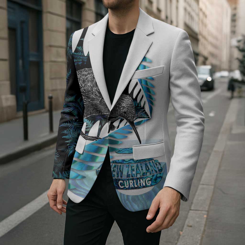 New Zealand Silver Fern Curling Personalised Blazer Aotearoa Kiwi Ponga Paua Shell Version - Aussie Hoodie