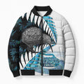 New Zealand Silver Fern Curling Personalised Bomber Puffer Jacket Aotearoa Kiwi Ponga Paua Shell Version - Aussie Hoodie