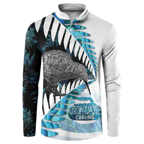 New Zealand Silver Fern Curling Personalised Button Sweatshirt Aotearoa Kiwi Ponga Paua Shell Version - Aussie Hoodie
