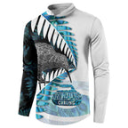 New Zealand Silver Fern Curling Personalised Button Sweatshirt Aotearoa Kiwi Ponga Paua Shell Version - Aussie Hoodie
