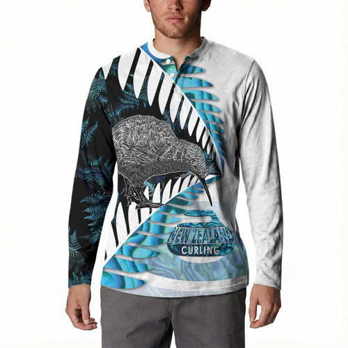 New Zealand Silver Fern Curling Personalised Button Sweatshirt Aotearoa Kiwi Ponga Paua Shell Version - Aussie Hoodie