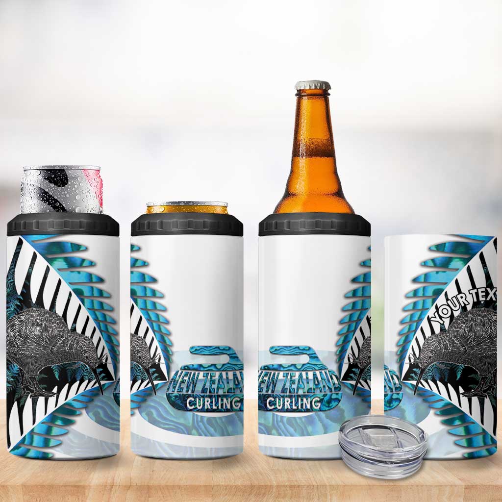 New Zealand Silver Fern Curling Personalised 4 in 1 Can Cooler Tumbler Aotearoa Kiwi Ponga Paua Shell Version - Aussie Hoodie
