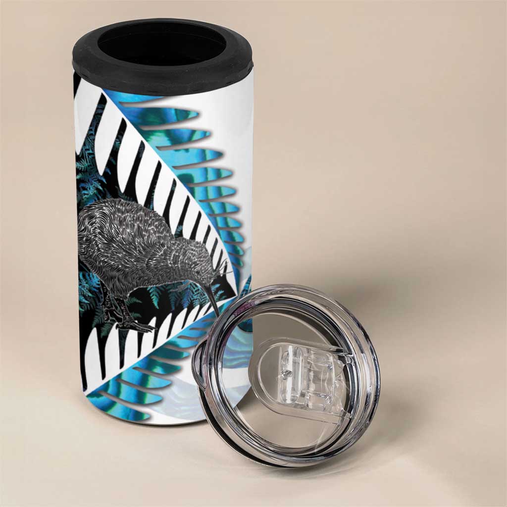 New Zealand Silver Fern Curling Personalised 4 in 1 Can Cooler Tumbler Aotearoa Kiwi Ponga Paua Shell Version - Aussie Hoodie